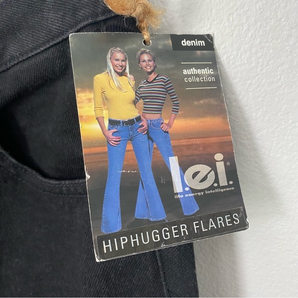 Vintage 90’s Y2K l.e.i. Hip Hugger Flare Black Denim Jeans - Picture 5 of 5